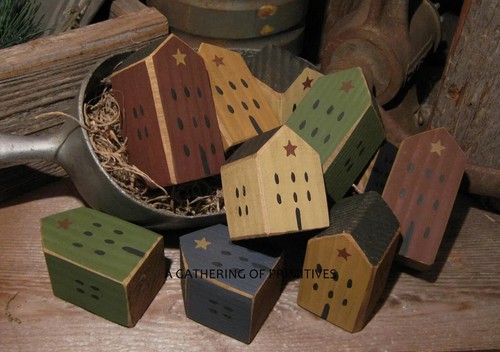 Wood saltbox house block - house,